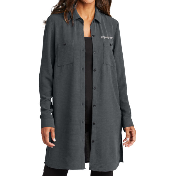 Port Authority® Ladies Textured Crepe Long Tunic - Embroidered Logo Thumbnail